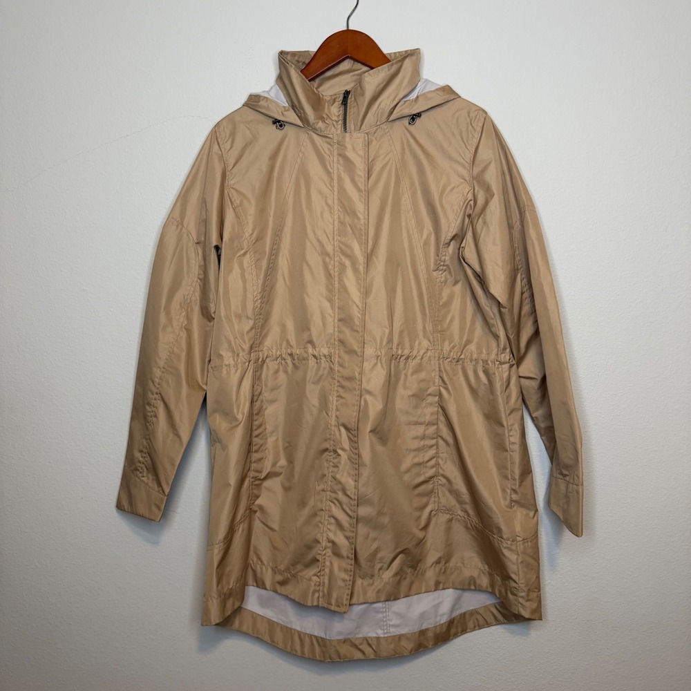 Woolrich Lightweight Hooded Rain Parka Khaki Large Outdoor Jacket Gorpcore